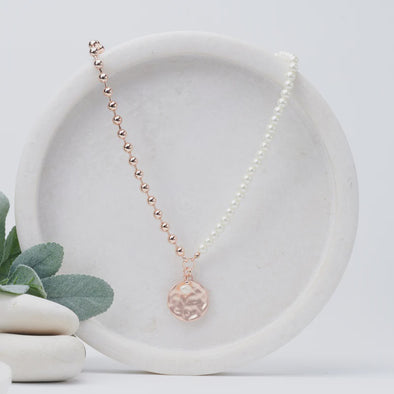 Rose Gold Coin Pearl Necklace