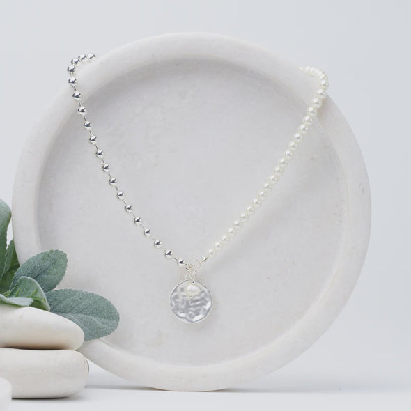 Silver Pearl Ball Necklace