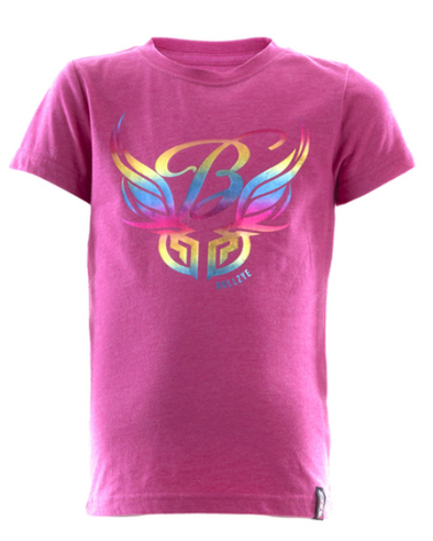 Bullzye Girl's Wings T-Shirt - Orchid Marble