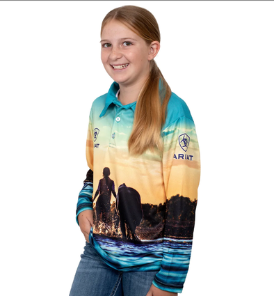 Ariat Girl's Fishing Shirt - Western Horses