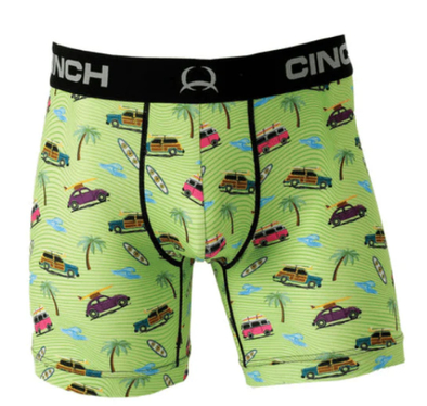 Cinch Men's 6" Tag Free Surfs Up Boxer Briefs - Lime