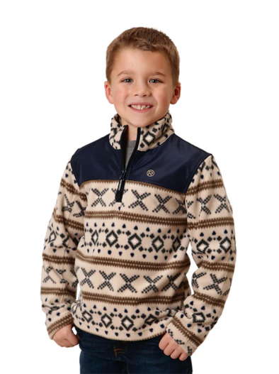 Roper Boy's Micro Fleece Pullover Jumper - White