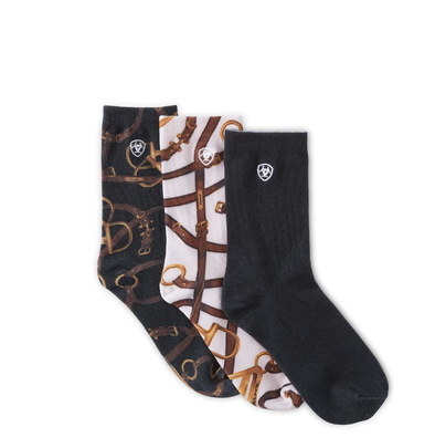 Novelty Crew Socks - 3 Pack - Sea Salt Bridle