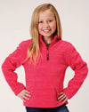 Girl's Zip Pullover Quarter Zip - Heathered Pink