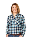 Just Country Jahna 1/2 Button Flannel Workshirt - Flannel Navy / Sky