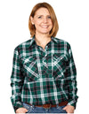 Just Country Jahna 1/2 Button Flannel Workshirt - Green / Pink