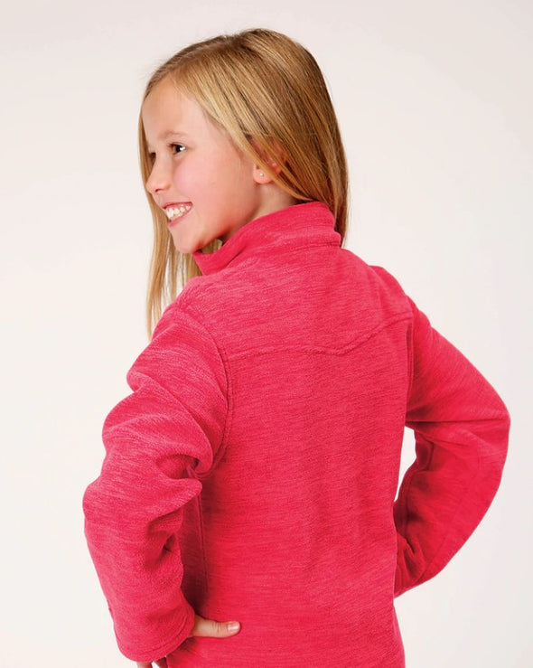 Girl's Zip Pullover Quarter Zip - Heathered Pink