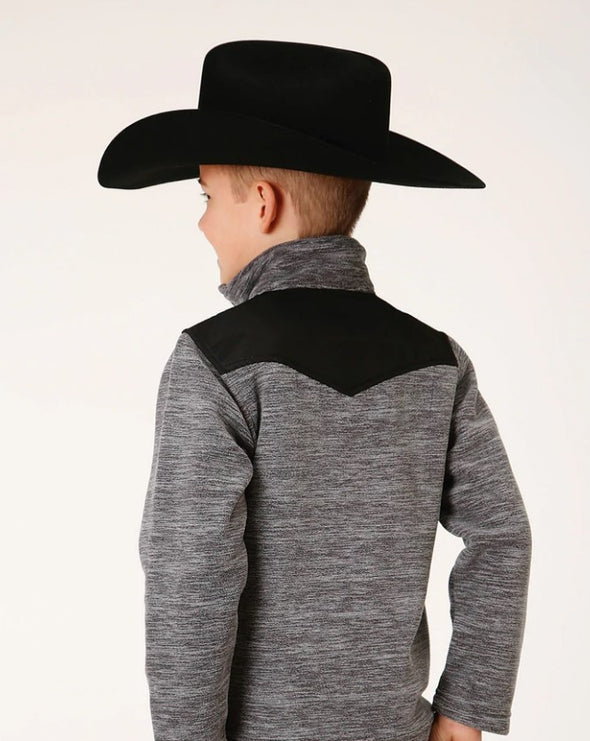 Boy's Quarter Zip Pullover - Grey / Black