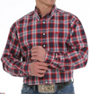 Cinch Men's Plaid Button Down L.S Shirt - Navy/Red/White