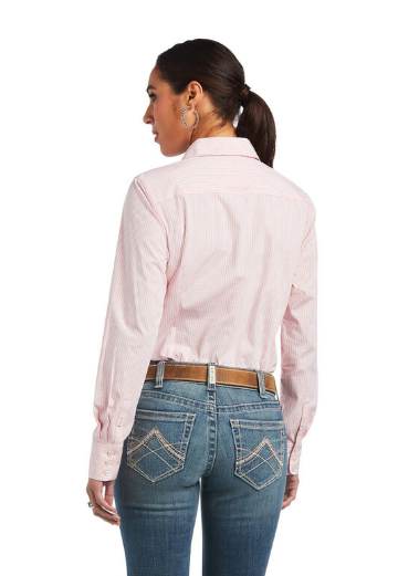 Ariat Ladies Real Kirby Stretch L.S Shirt - Bridal Rose/White Gingham Check
