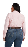 Ariat Ladies REAL Kirby Stretch L.S Shirt - Bridal Rose/White Gingham Check Curvy Fit