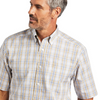 Ariat Men's Wrinkle Free Evander Classic Fit S.S Shirt - White/Blue/Mustard