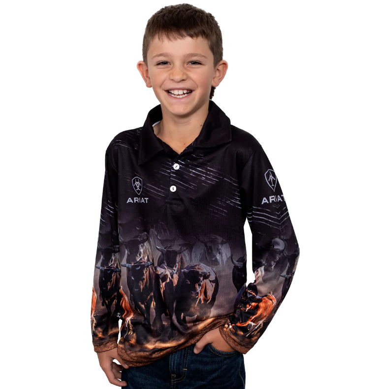 Ariat Boy's Fishing Shirt - Western Cattle Herd – Crossdraw Country Co.