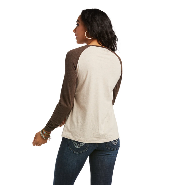 Ariat Ladies Graphic L/S Tee - Oatmeal Heather