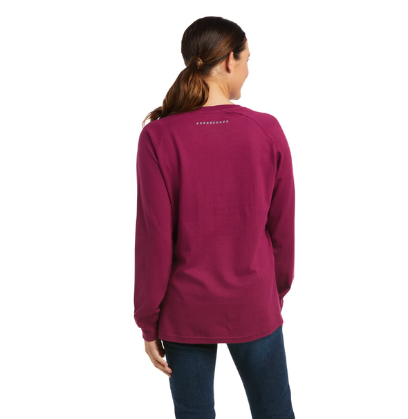 Ariat Ladies Rebar Cottonstrong Block L.S T-Shirt - Purple Potion