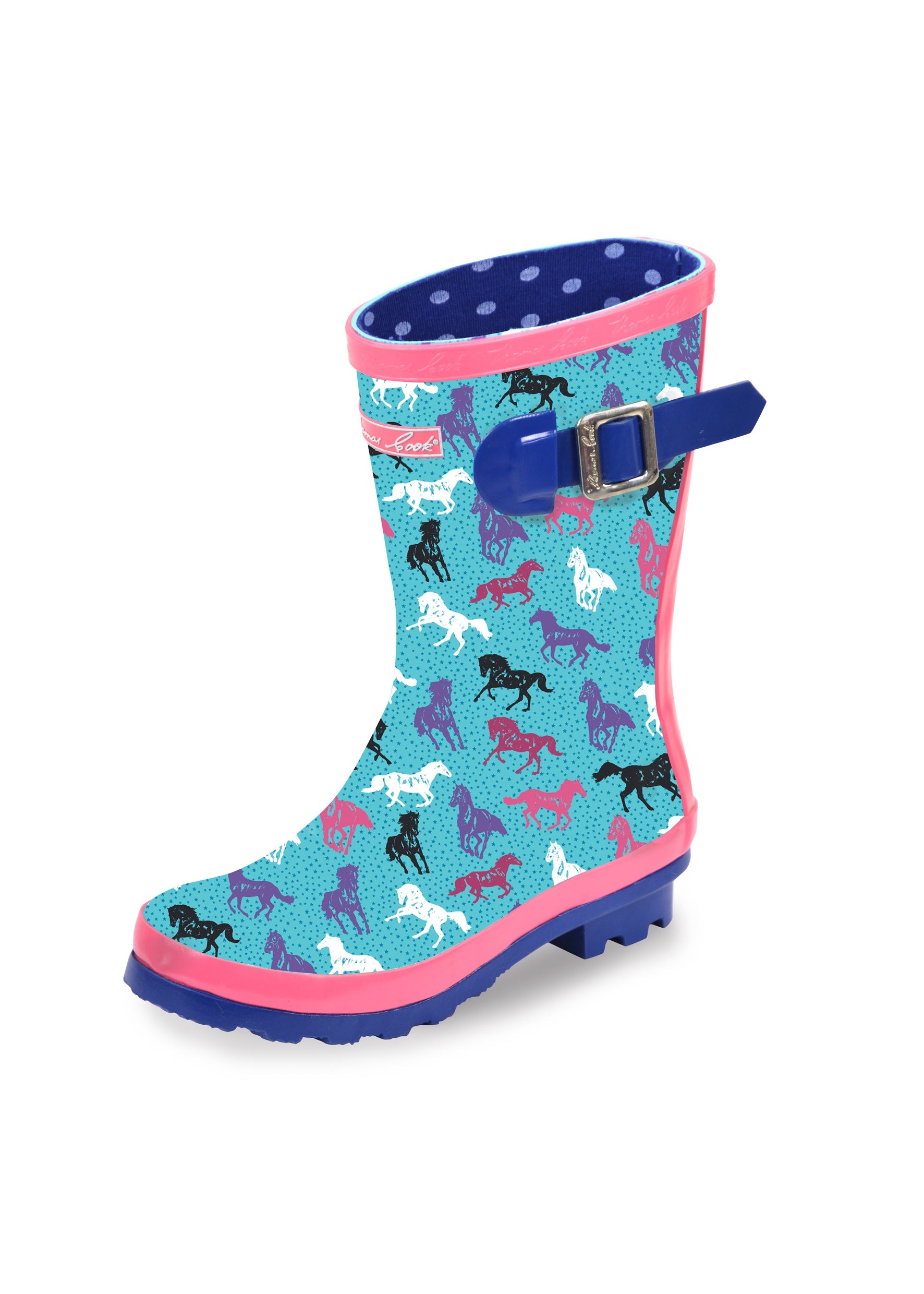 Thomas Cook Kids Horse Play Gumboots Pale Blue/Pink – Crossdraw