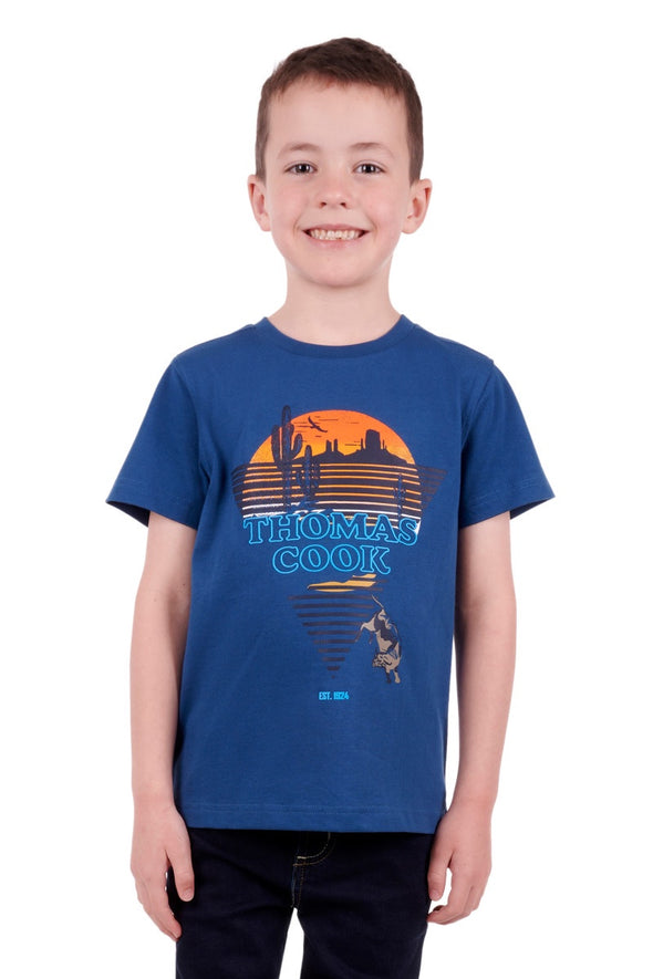 Thomas Cook Boy's Sunset S.S T-Shirt - Petrol