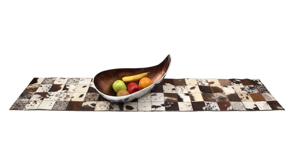 Cush Single Patch Brown and White Hide Table Runner