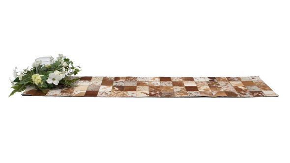 Cush Single Patch Tan and White Hide Table Runner