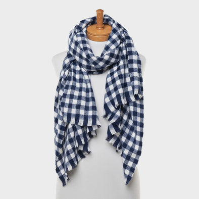 Snuggly Navy Gingham Scarf