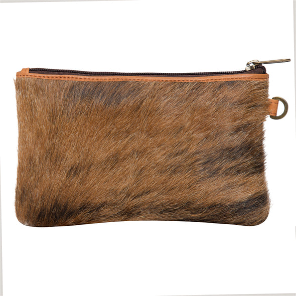 Toronto Brindle Cowhide and Tan Leather Clutch