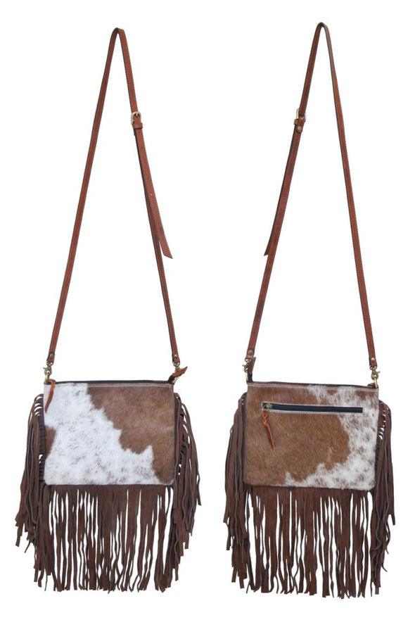 Rafter T Ranch Cowhide Crossbody Bag With Tassels