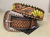 Rafter T Ranch Tooled Belt - Painted Sunflowers