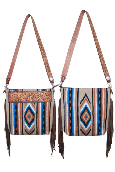 Rafter T Ranch Tooled Bar Taupe Wool Pattern Bag