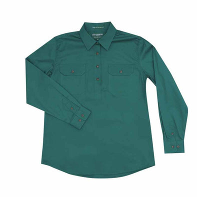 Just Country Jahna Half Button Work Shirt - Forest Green