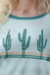 Cruel Denim Cactus Print 3/4 Sleeve Tee