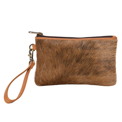 Toronto Brindle Cowhide and Tan Leather Clutch