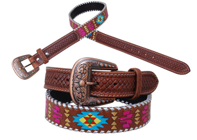 Rafter T Ranch Painted Aztec Leather Belt