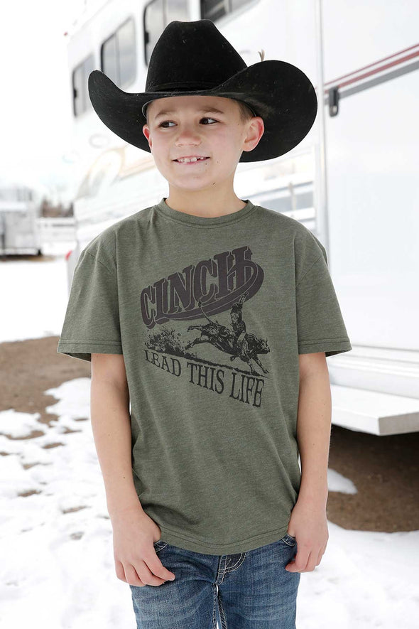 Cinch Boy's Lead This is Life T-Shirt - Heather Olive