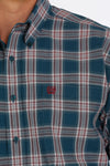 Cinch Men's Plaid Full Button L.S Shirt - Teal/Burgundy/White