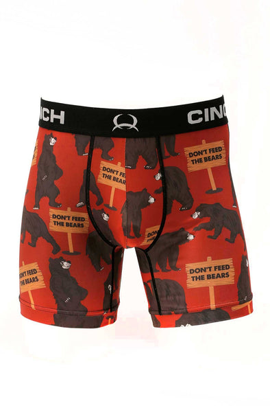 Cinch Men's 6" Bears Boxer Briefs - Red